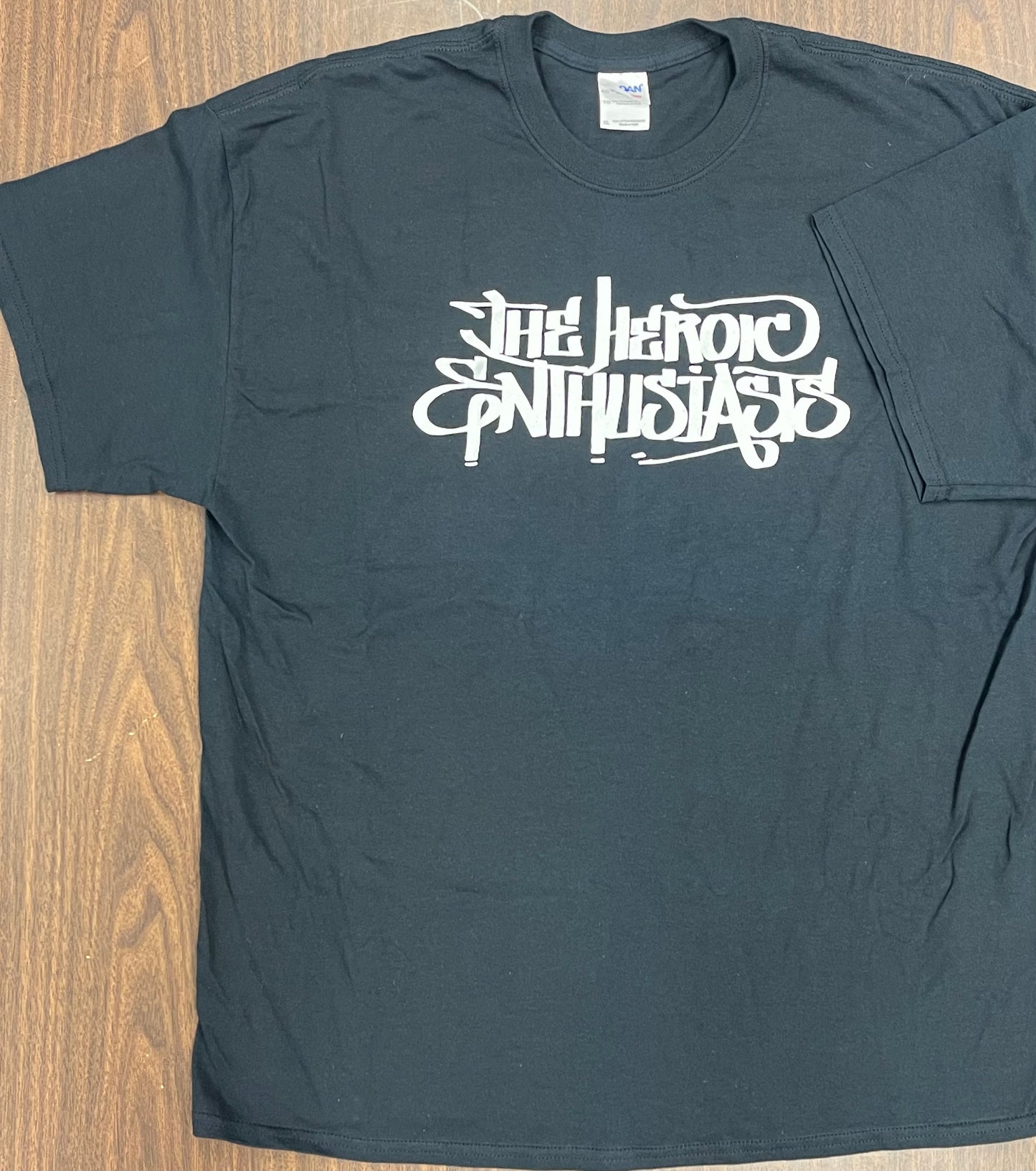 The Heroic Enthusiasts Graphic Graffiti Logo T-Shirt (WHITE on BLACK)
