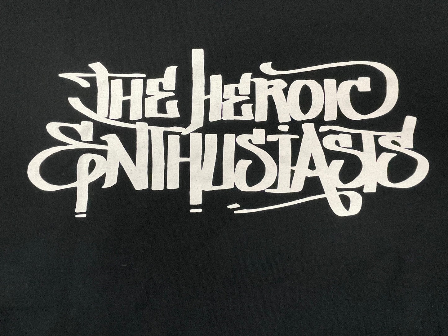The Heroic Enthusiasts Graphic Graffiti Logo T-Shirt (WHITE on BLACK)